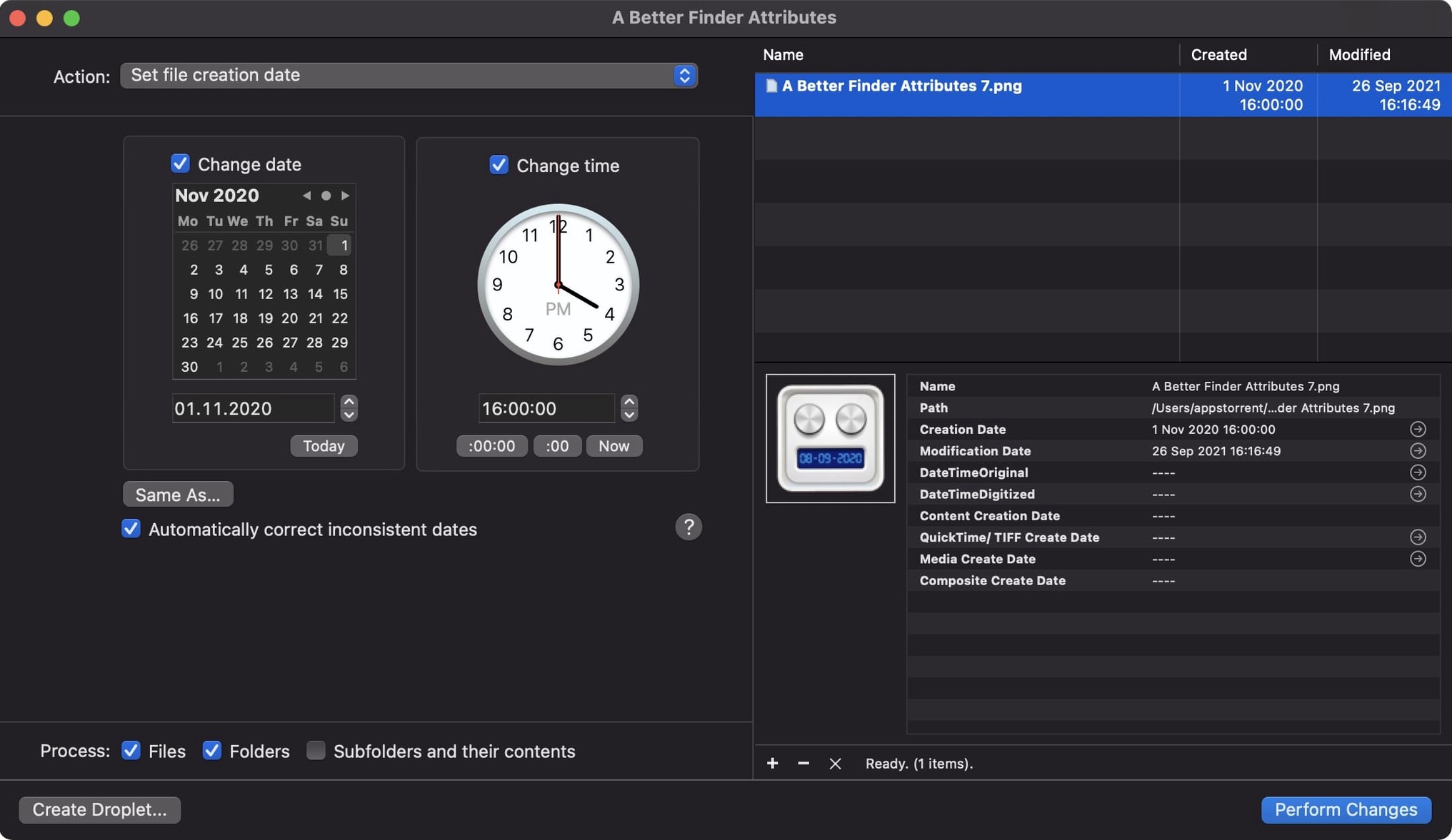 A Better Finder Attributes display 2 A Better Finder Attributes screen #2