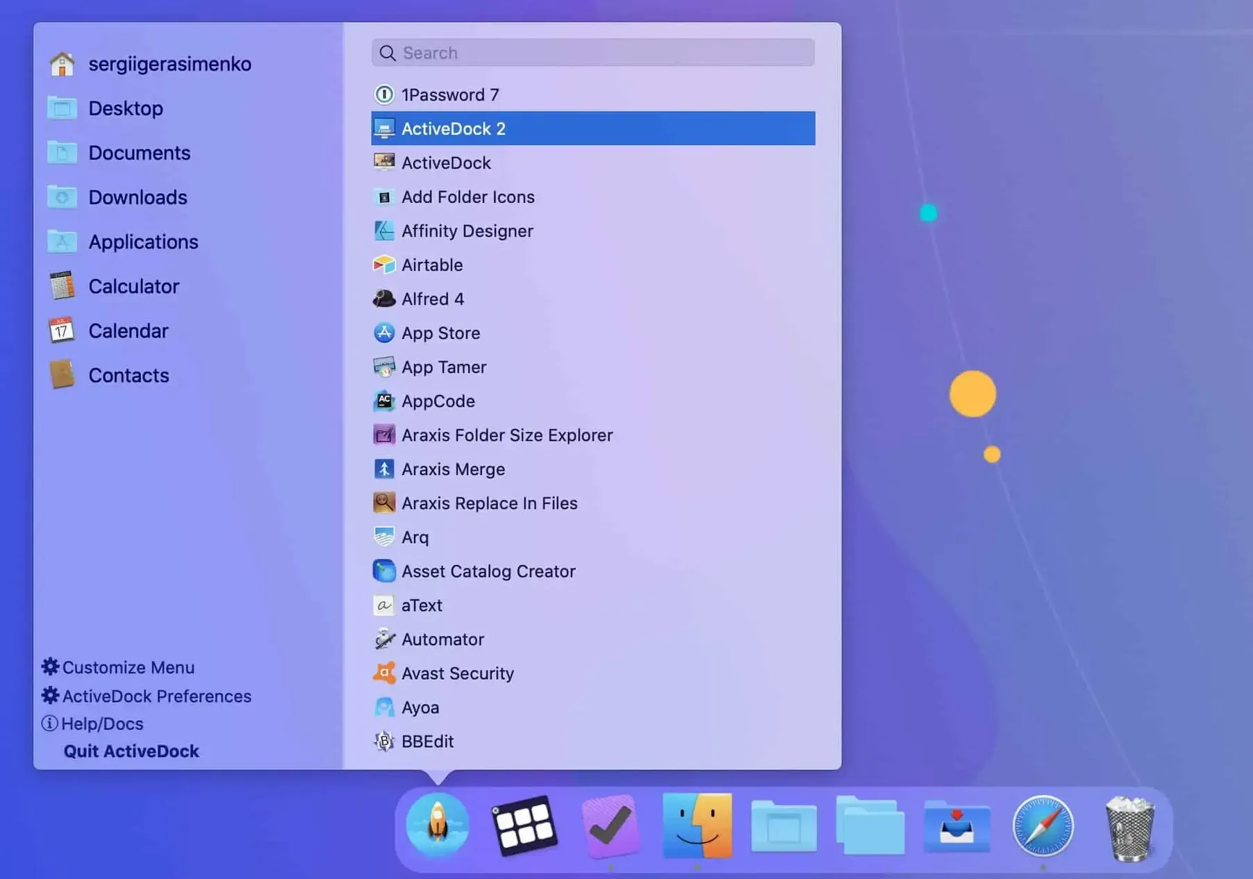 Screen 1 from ActiveDock activedock for mac free download interface