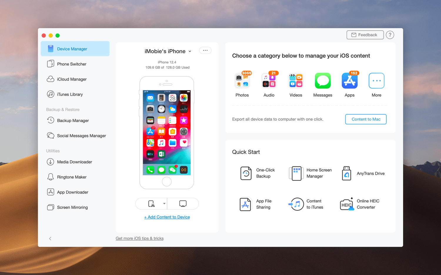 Screen 1 from AnyTrans for iOS anytrans download interface