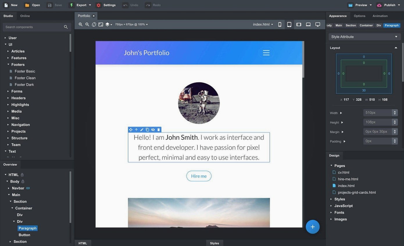 Screen 1 from Bootstrap Studio bootstrap studio torrent interface