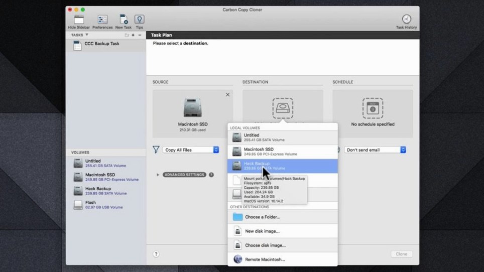 Carbon Copy Cloner display 3 Carbon Copy Cloner screen #3