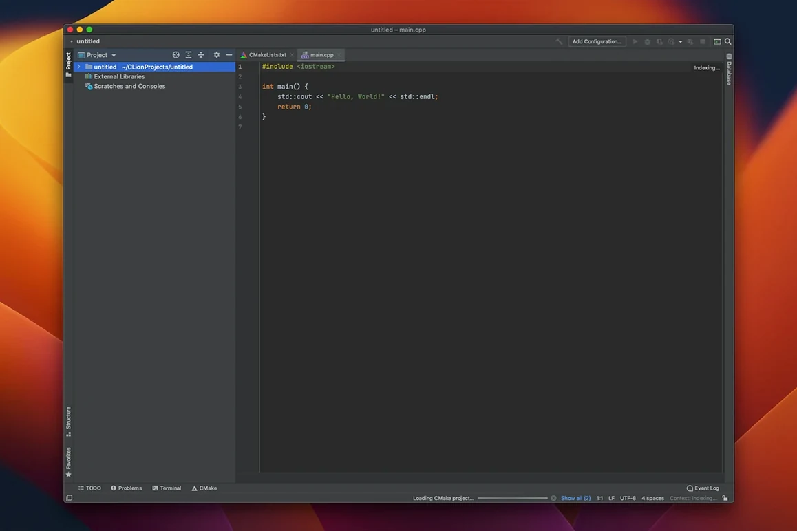 Screen 2 from CLion CLion window 2