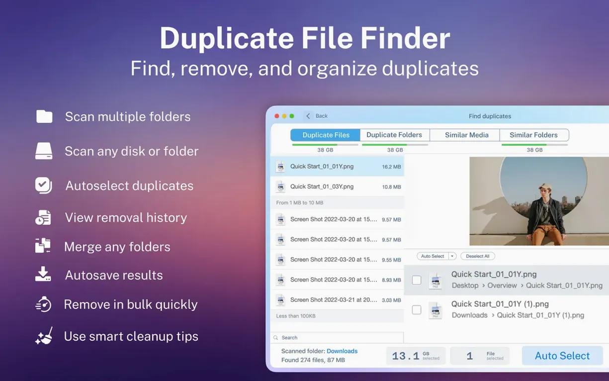 Screen 1 from Duplicate File Finder Pro add onedrive folder to mac finder interface