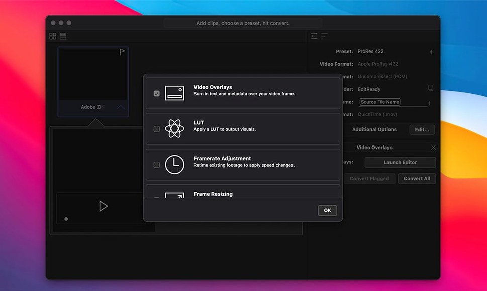 EditReady display 3 EditReady screen #3
