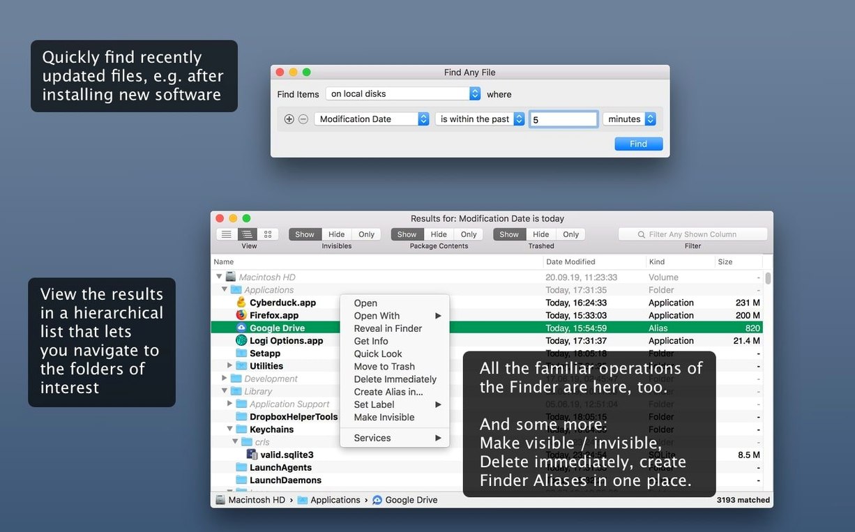 Screen 2 from Find Any File Find Any File window 2