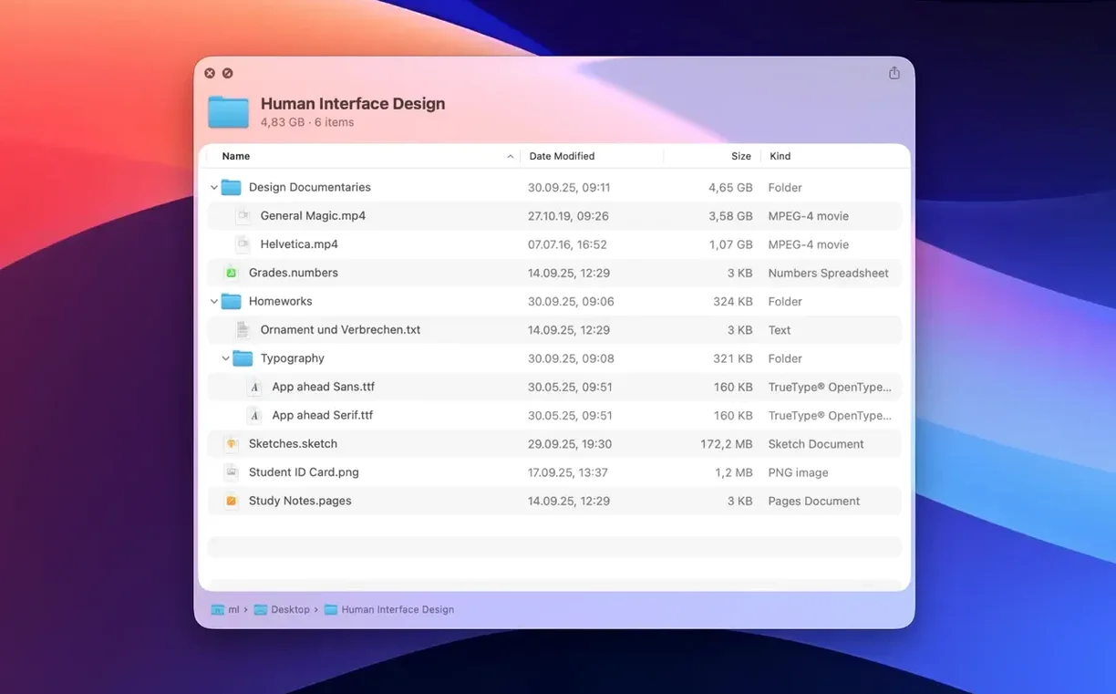 Folder Quick Look display 2 Folder Quick Look screen #2