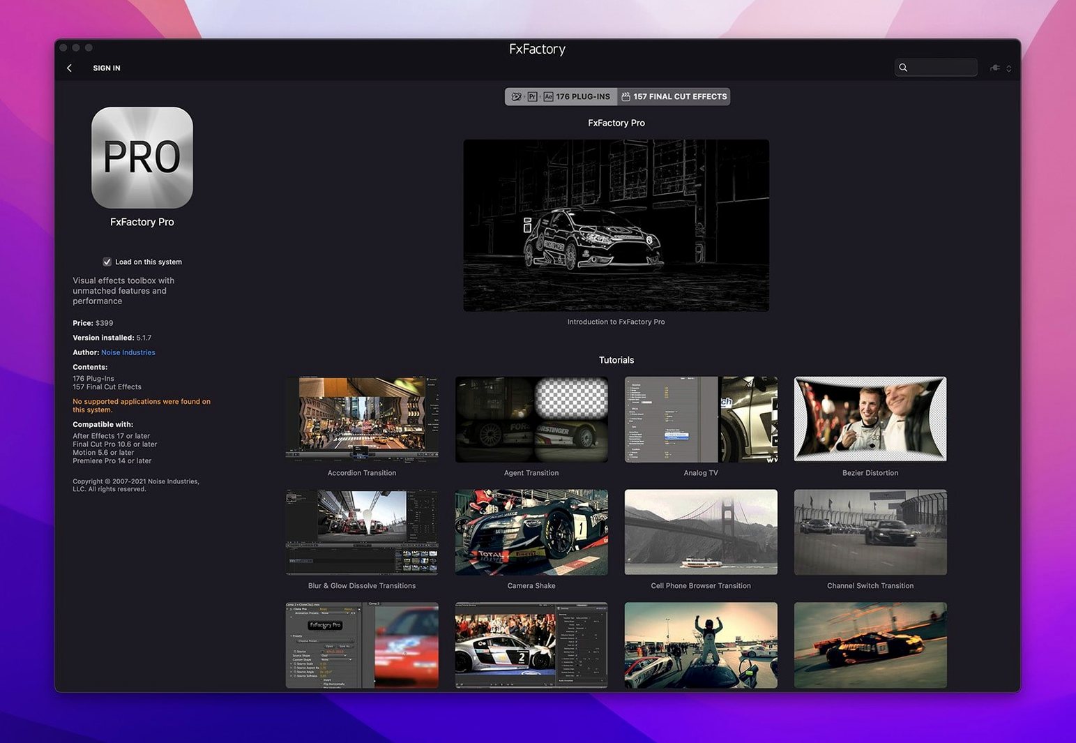 FxFactory Pro display 2 FxFactory Pro screen #2