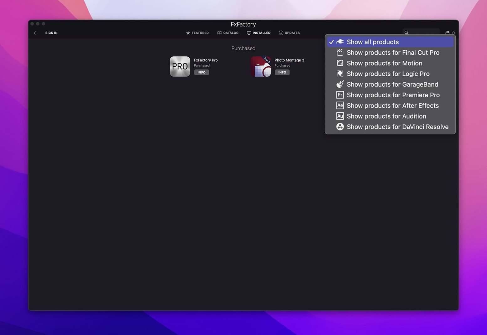 FxFactory Pro display 4 FxFactory Pro screen #4