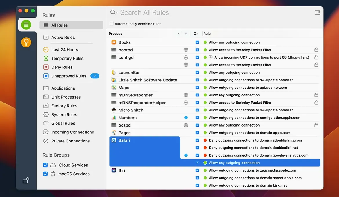 Screen 2 from Little Snitch Little Snitch window 2