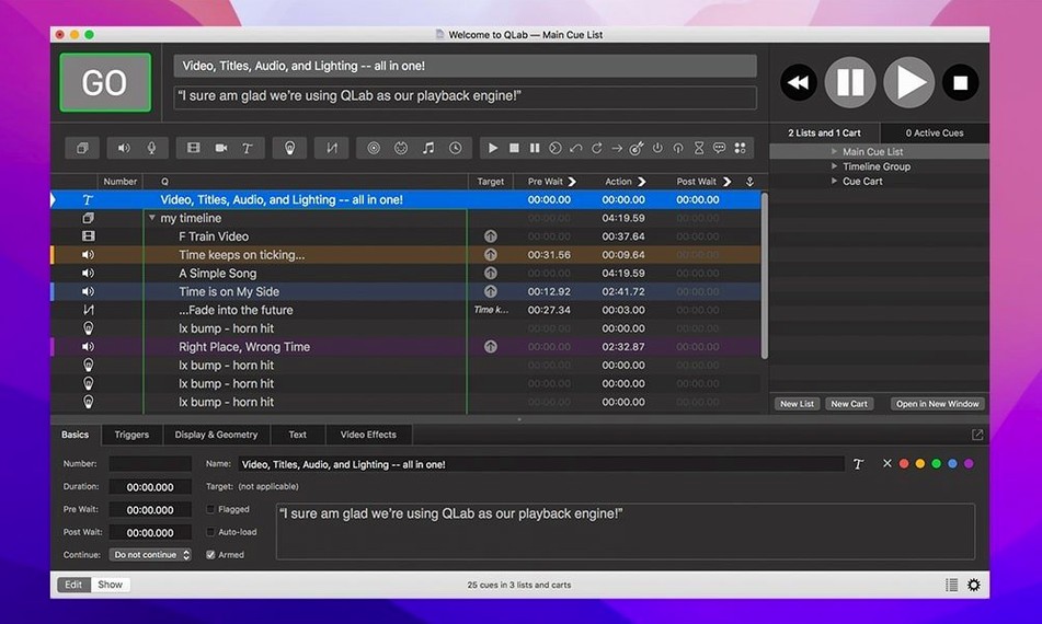 Screen 1 from QLab qlab mac interface