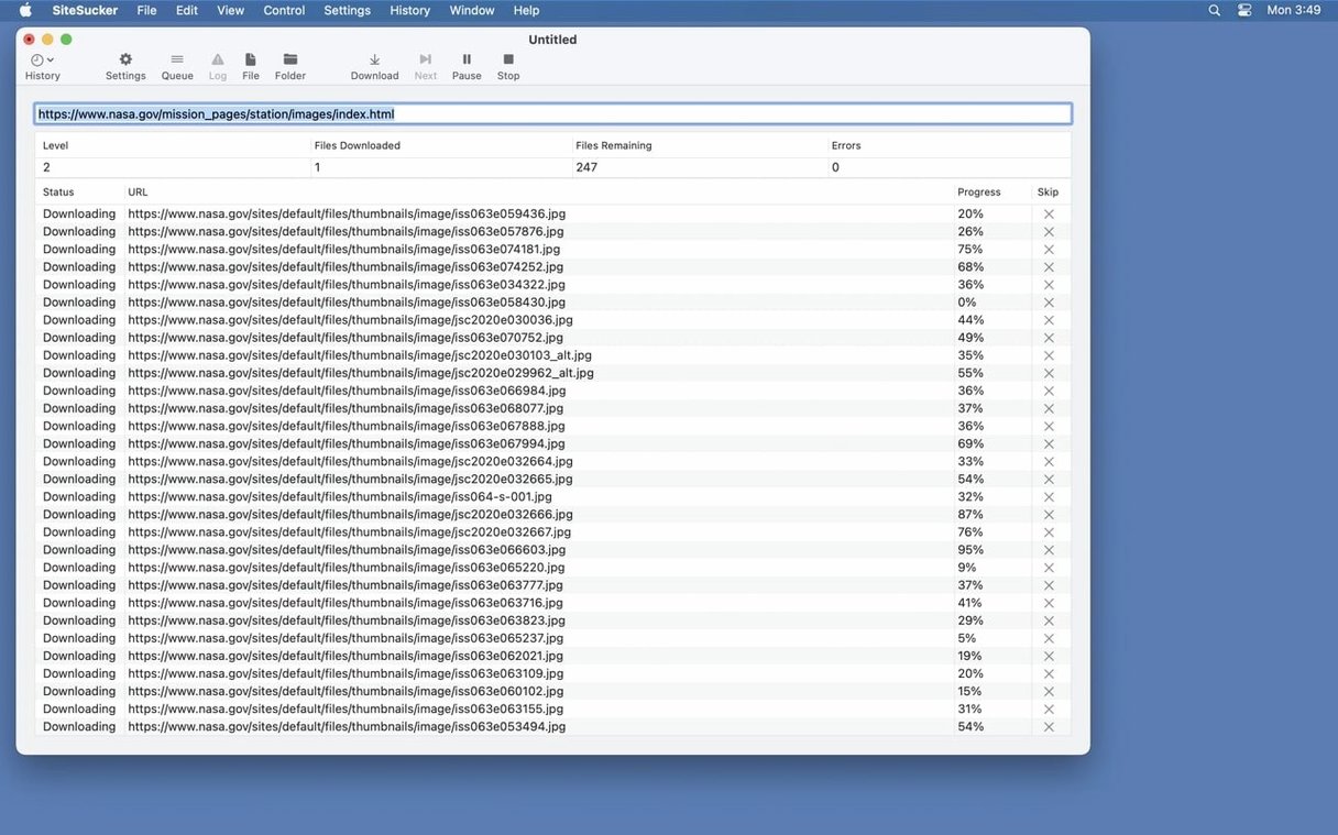 Screen 1 from SiteSucker Pro sitesucker pro interface