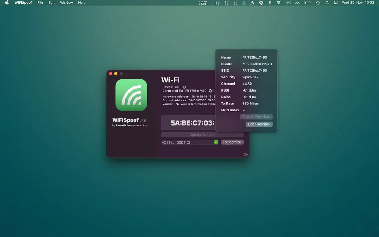 WiFiSpoof display 2 WiFiSpoof screen #2