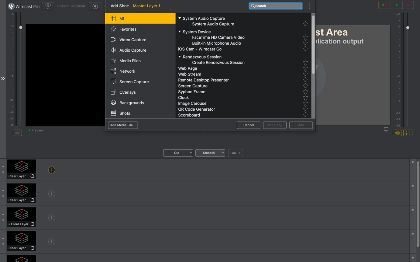 Wirecast Pro display 2 Wirecast Pro screen #2